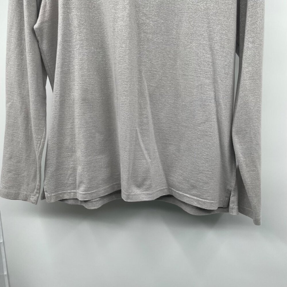 Talbots Vintage Womens Mock Neck Top Beige/Silver Shimmer Size Large - Picture 3 of 9